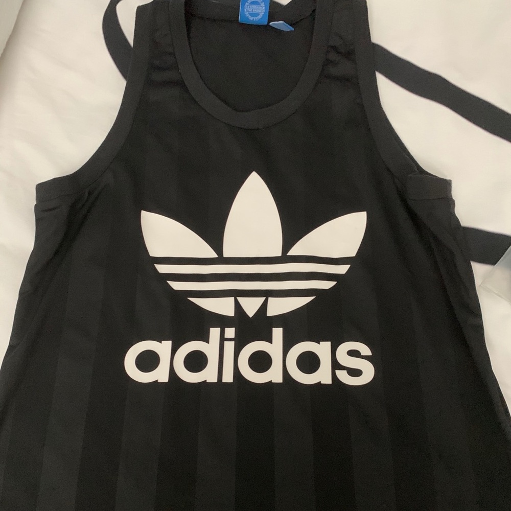 adidas Black Tank Top with White Trefoil Logo